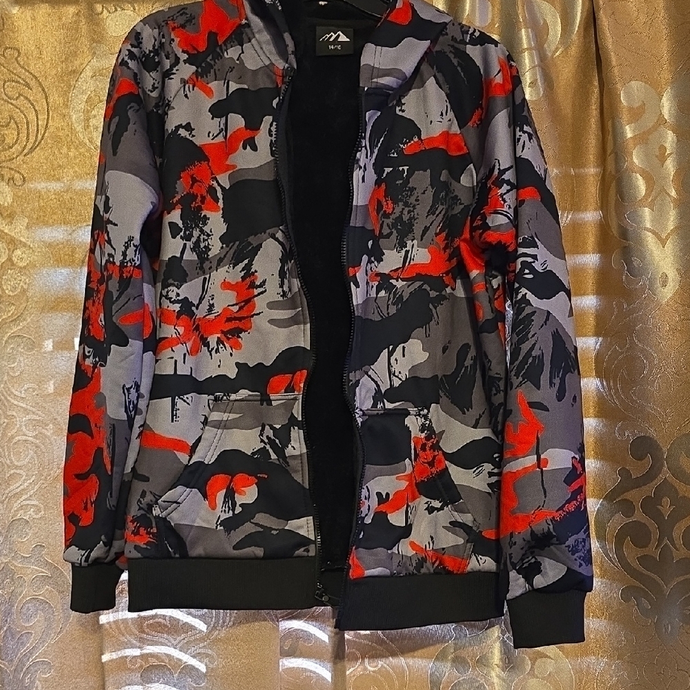 MPG Red, Gray & Black Camo Zip Hoodie